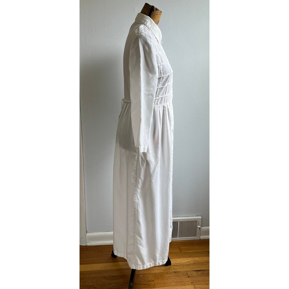 90s Dressed In White Rayon Checkered Top Button Long Sleeve Maxi Dress Women’s S - Picture 5 of 9